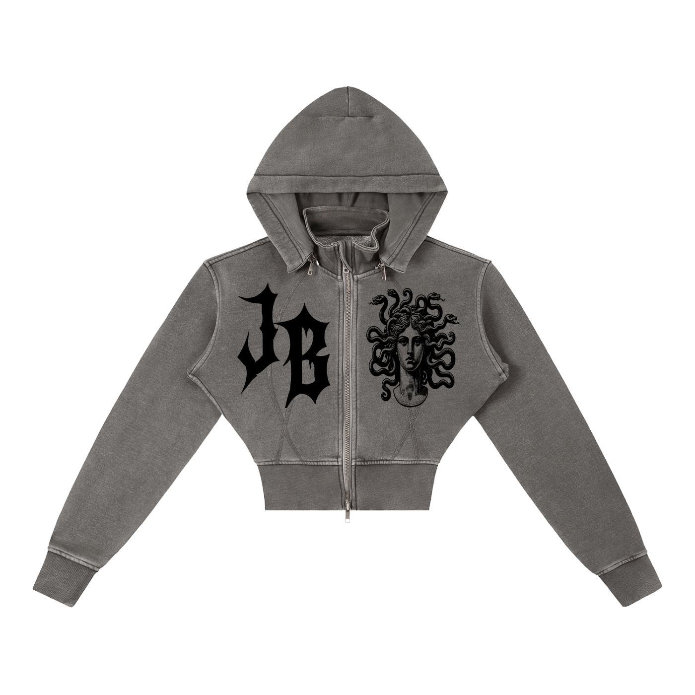 Vintage Washed Cropped Fleece Hoodie