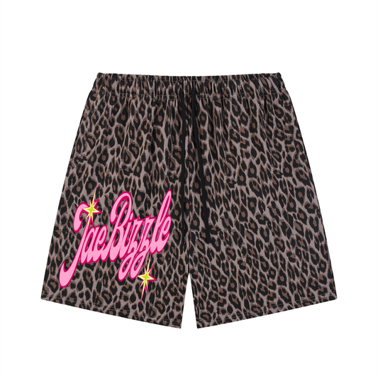 JaeBizzle Unisex Heavyweight Leopard Drawstring Shorts